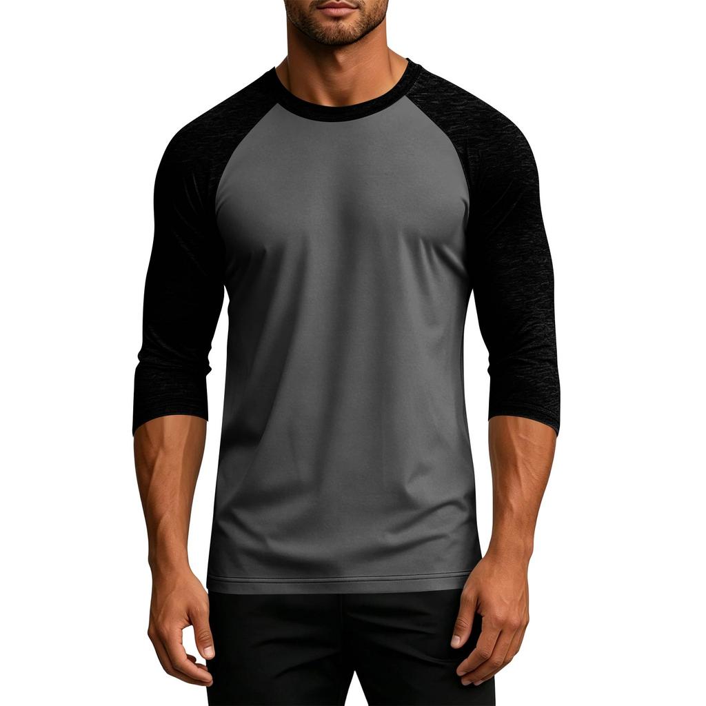 Men's Raglan Sleeve Baseball Shirt Three Quarter Sleeve Casual Lightweight Soft Fabric Top for Daily Wear