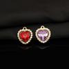 Alloy Diamond Belt Hanging Heart Pendant Color Transparent Necklace Bracelet Accessories Pendant Peach Heart Love Pendant
