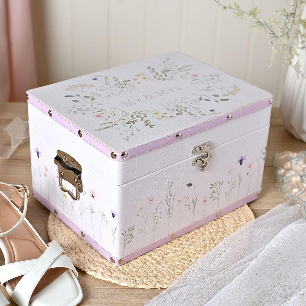 Love Story Wildflower Set of 2 Wedding Keepsake Luggage Boxes