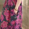 DIMANAF New 2026 Sundress Women Plus Size Summer Casual Print Long Dress Oversize Cotton Loose Maxi Floral Beach Holiday