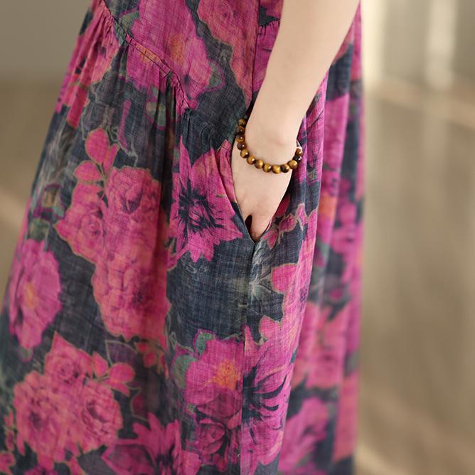 DIMANAF New 2026 Sundress Women Plus Size Summer Casual Print Long Dress Oversize Cotton Loose Maxi Floral Beach Holiday