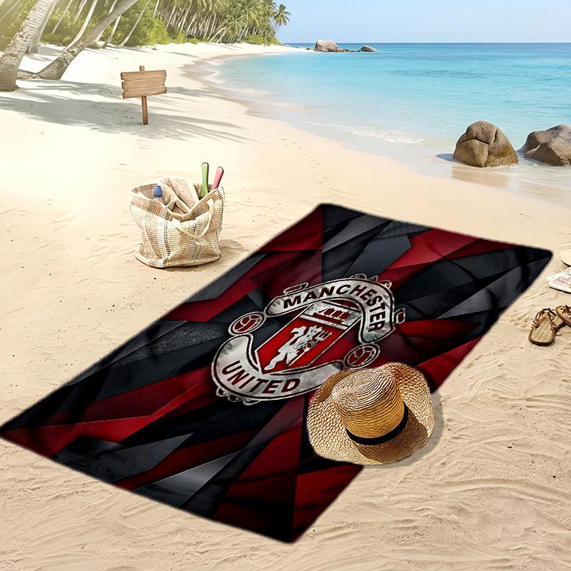 Manchester United Bedrucktes Strandtuch Schnelltrocknend Weiches Handtuch Tragbare Große Rechteckige Stranddecke für Reisen Schwimmbad