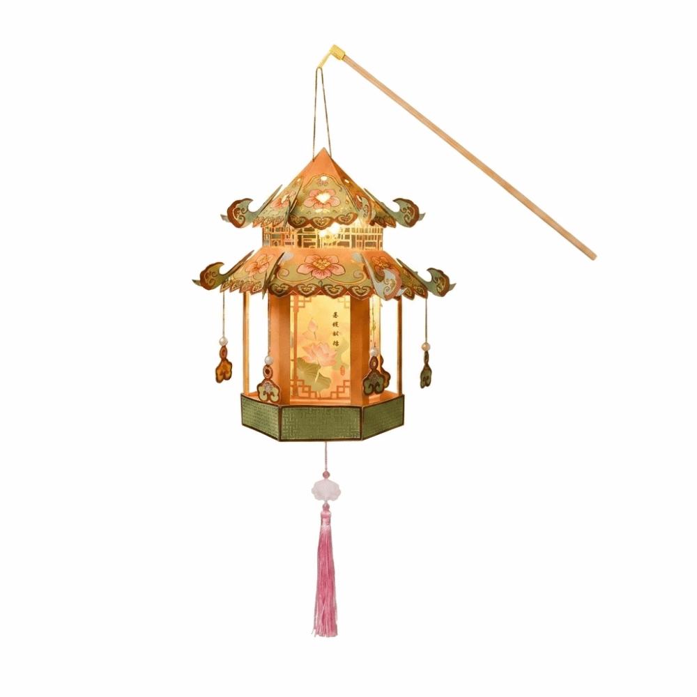 Paper Children DIY Lantern Material Kit Hand Made Handheld Lantern Gift Style D