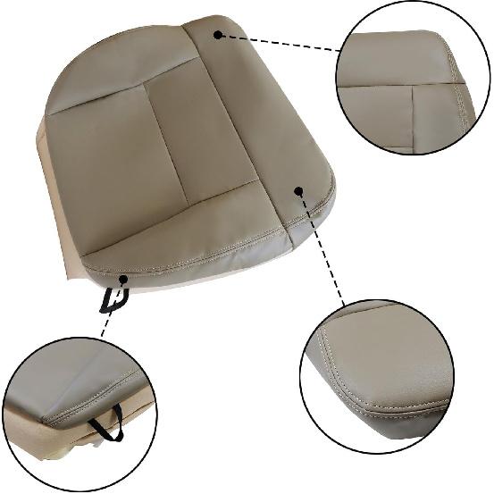 Front Left Driver Side Bottom Seat Cover Replacement Leather Beige Tan Compatible with Ford F150 Lariat XL XLT 2004 2005 2006 2007 2008