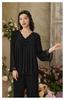 Retro Court Style Women's Nylon Mesh Home Wear Set (Long Sleeve Top and Pants)