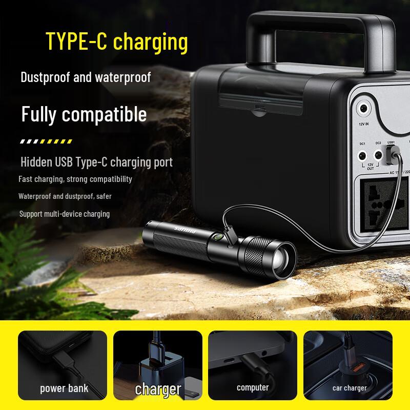 Philips SFL2247 High-Power USB-C Rechargeable Flashlight