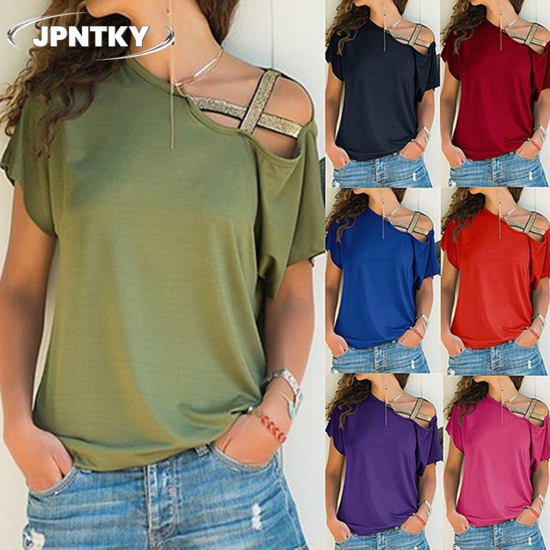 JPNTKYWomen's Fashion Casual Solid Color Print Short Sleeve Blouses & Shirts