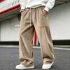Men's Corduroy Pants Loose Fit Straight Leg with Elastic Waist for Casual Everyday Wear