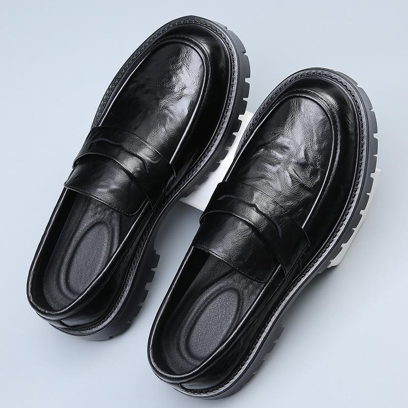 Paris platform derby shoes men's sense of high-end increased casual leather shoes British commuter breathable dress big head loafers