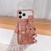 Retro Pattern Card Holder Case with Wrist Strap for iPhone 14/13/12/11 Apple 17/16/15 PROMAX