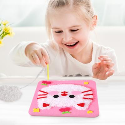 3Pcs Cartoon Animal Doll Embroidery Kit DIY Handmade Beginner Kids Adults Yarn Cat Rabbit Bear Craft Sewing Kit Toddlers Educational Weaving Toy