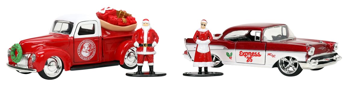 

Набор Kyosho Jada Toys HOLLYWOOD RIDES Series 1941 Ford Pickup 1957 Bel Air Santa Set with Santa Claus Figures JADA34441 1/32 & 2-Car & Mrs.. (Законченный