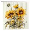 1pc Yellow Sunflowers on White Background Watercolor Shower Curtain, Durable Polyester, Easy Clean