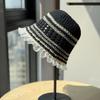 New spring-summer lightweight fisherman hat for women, versatile lace-trimmed bucket hat for outings and shopping, fashionable and face-slimming