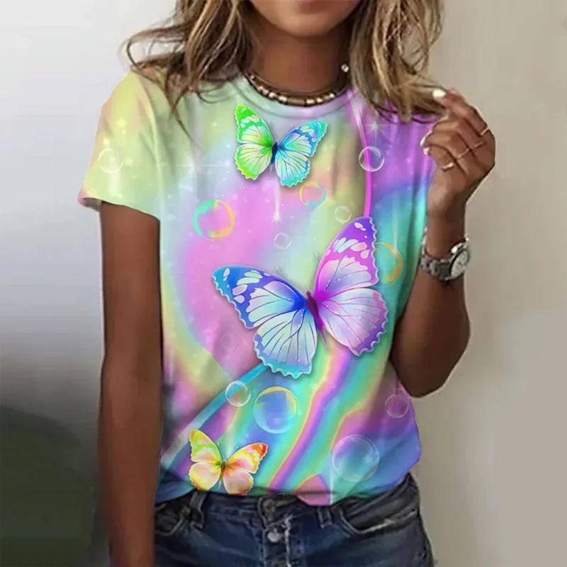 Fashion Women Clothing New Butterfly 3D Print T-shirt Personalized Casual Oversized T Shirt Harajuku Street Unisex Tops Tees
