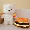 Adorable White Plush Bear Toy Creative Burger Bear Stuffed Animal Includes Pp Cotton