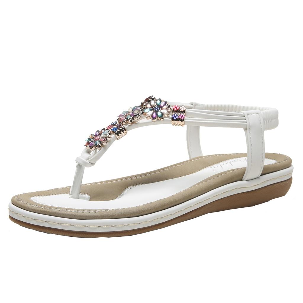 Sandals For Women Wedge Heel Beach Sandals Rhinestone Casual Mid Heel Women Shoes Zapatos Mujer