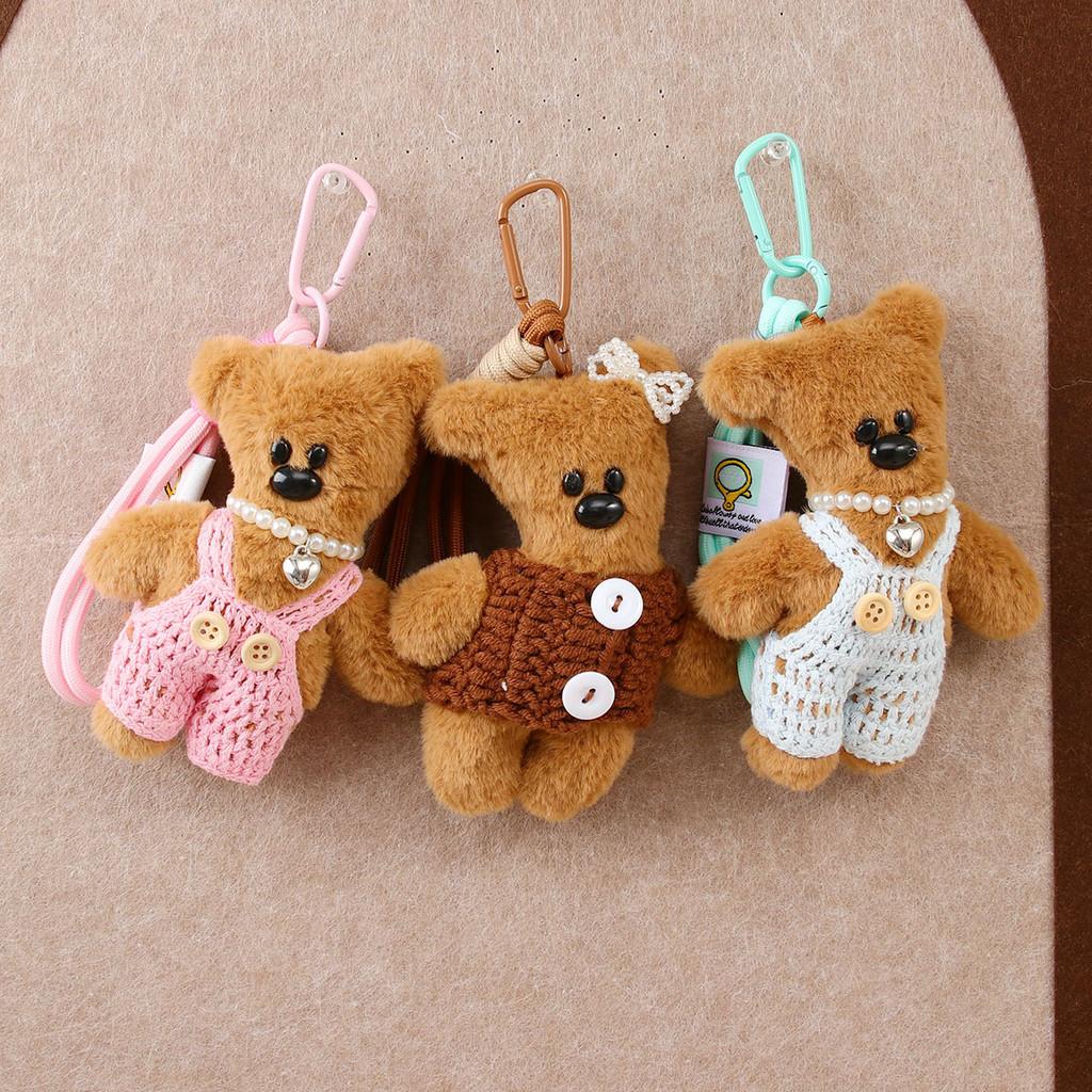 Plush Bear Keychain With Cartoon Design For Car And Bag Decor