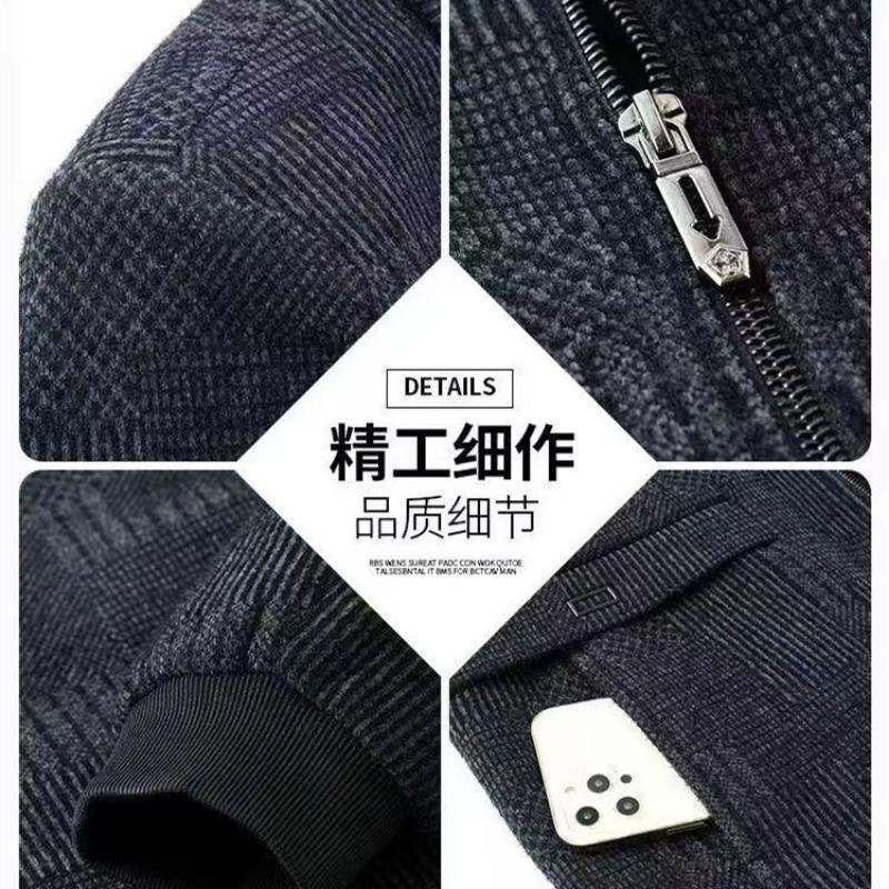 New Autumn and Winter Middle-aged Men's Dad Lapel Collar Cotton Thickened Chenille Jacket Loose Coat Dad Outfit
