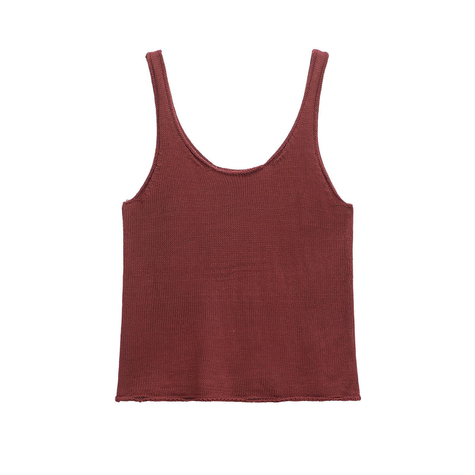 

2025 Spring Women s Linen Blend Sleeveless Top - European & American Style L красный