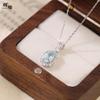 S925 Sterling Silver Necklace For Women Inlaid Natural Aquamarine Korean Ins Style Light Luxury High Grade Versatile Fashion Fine Jewelry