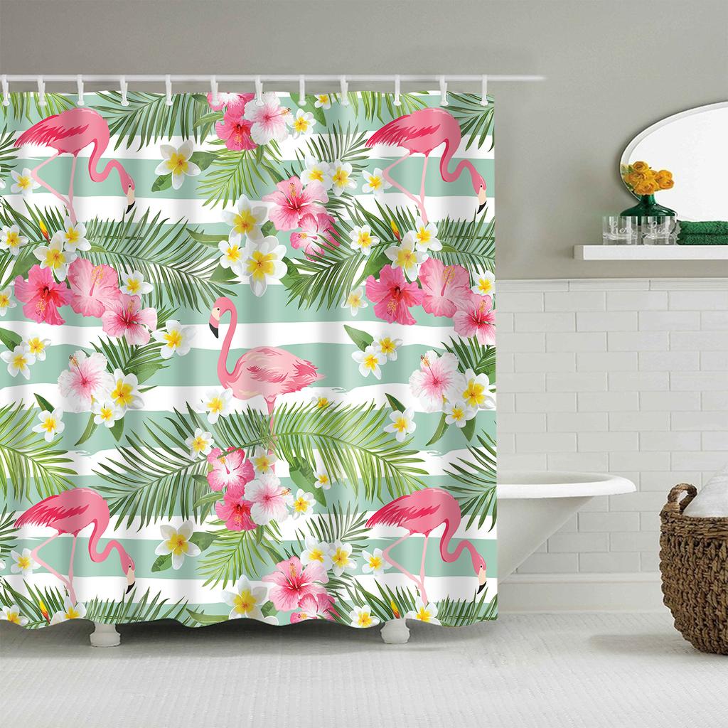 Animals Birds Owl Butterfly Flamingo Shower Curtains Bathroom Curtain Frabic Waterproof Polyester Bathroom Curtain with Hooks