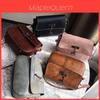 Retro Solid Color Deer Pendant Saddle Bag Crossbody Shoulder Bag Pu Square Bag