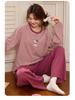 Women's Long-Sleeve Sweet Cartoon Homewear Set with Built-in Bra Pads - Spring/Autumn Cotton