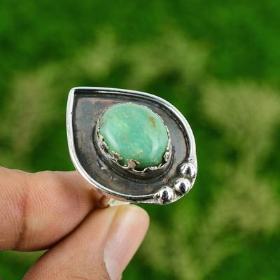 Anillo Promesa Ajustable de Plata 925 con Gema Crisoprasa Natural Para Niñas