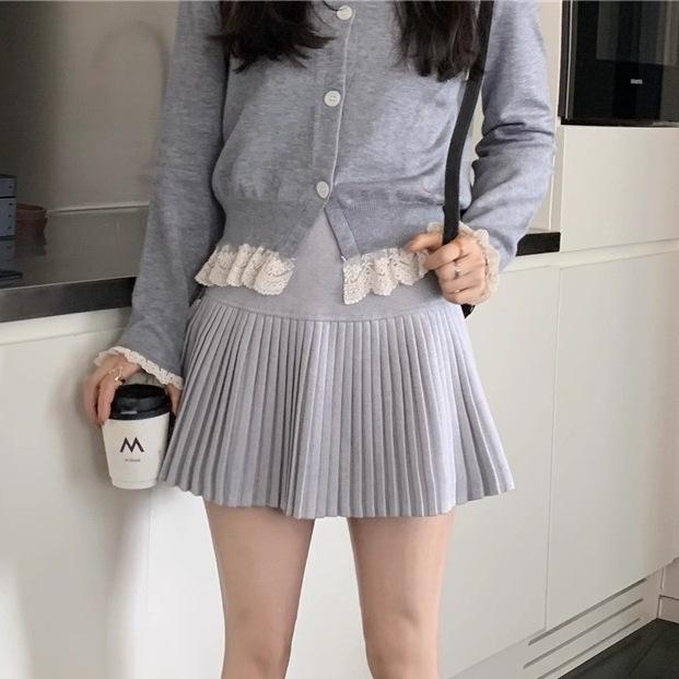 Damen High-Waist A-Linien Faltenrock - Schlankmachend, Kurzer College-Stil für Frühling & Herbst