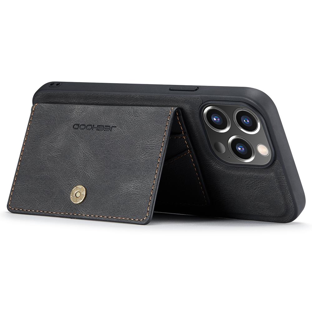 For iPhone 13 Pro Max Case Leather+TPU Detachable Magnetic Phone Cover Card Bag