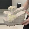 Fashion Eilyken Summer Open Toe Platform Wedges Slippers Women Fashion Flower PVC Transparent Thick Bottom Heels Slide Shoes