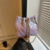 Chic Pu Quilted Chain Shoulder Bag For Everyday Use In Purple And Pink Shades