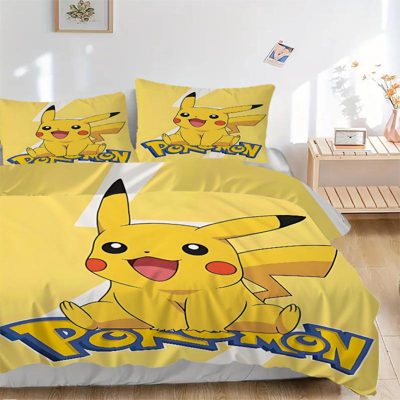 3pcs Bedding Set Pokémon Includes 1 Comforter+2 Pillowcases, Without Pillow Inserts, Soft Comfortable, Lightweight Breathable,204