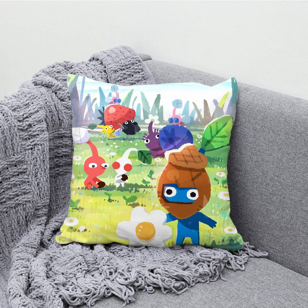 P-Pikmin Pillowcases Bedroom Living Room Sofa Home Decor Polyester Cushion Cover with Zipper