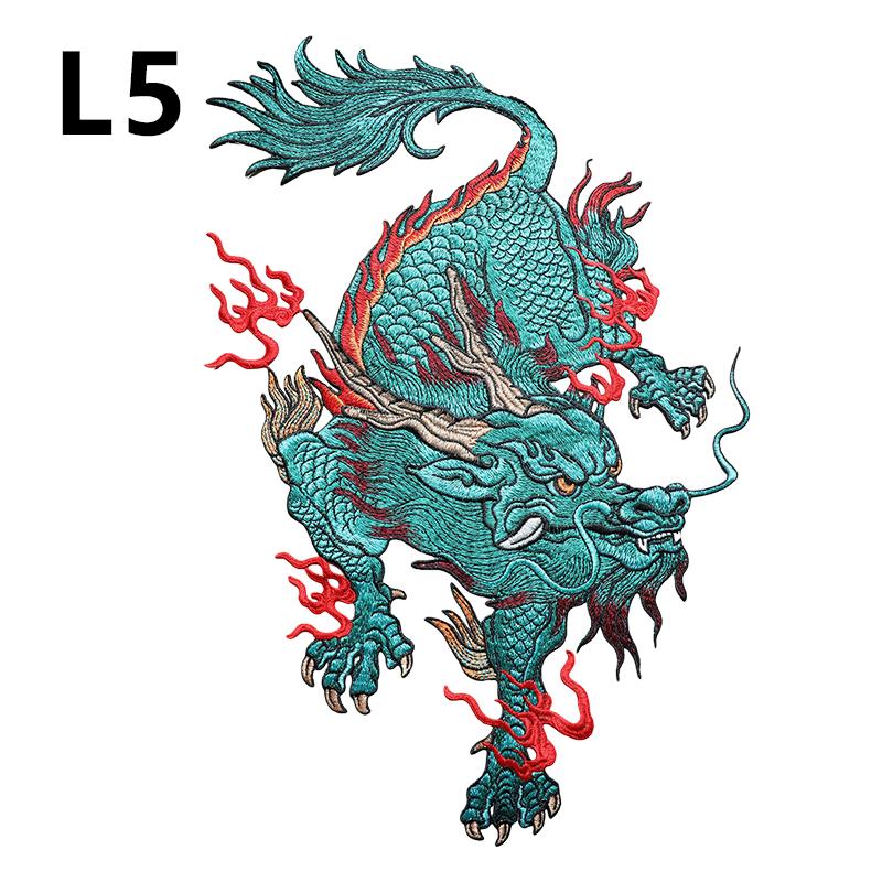Chinese Style Auspicious Dragon Patches 2 Sizes Kirin Embroidery Patches For DIY Sewing Jacket Fashion Clothes Decor Accessories