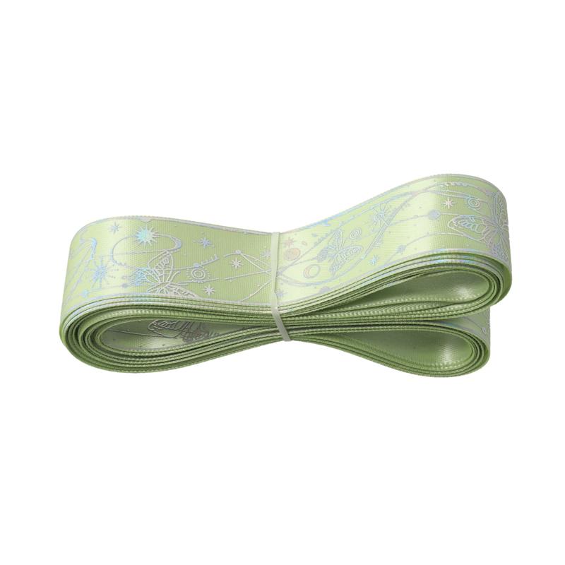 1 Roll DIY Hot Stamping Material Printed Pattern Butterfly Ribbon Creative Hot Stamped Ribbon Lace Accessories 2.5x450cm