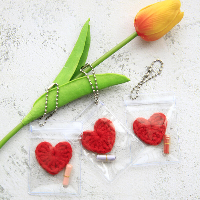 (Options 4-6) Knitted Four-leaf Clover Mini PVC Zipper Bag Keychain