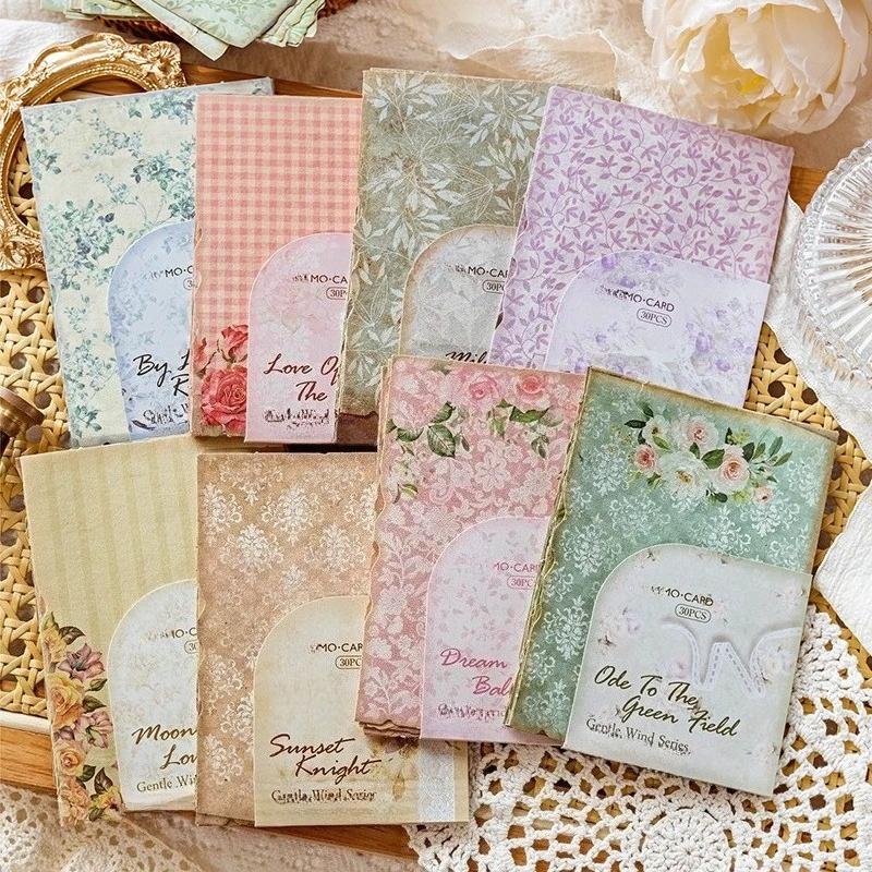 30Pcs/Pack Gentle Wind Series Scrapbooking Decorative Paper Material Perfect for Collage Journaling Craft Diy Supplies