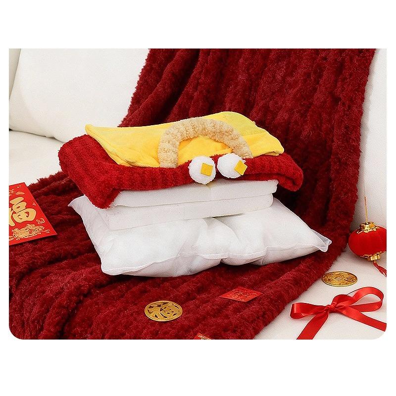New Year Pet Bed - Red Detachable Sofa Style Dog Cat Bed Four Seasons Washable Cute Pet House for Festive Home