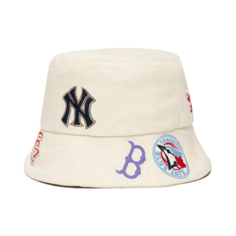 MLB New York Yankees Cotton Bucket Hats Unisex White Fashion 3AHT0601N-00CRS