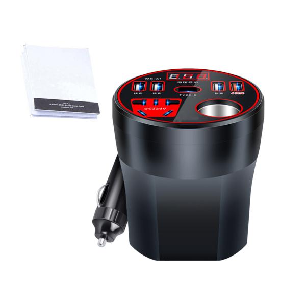 200W Měnič napětí do auta 4 USB 1 port typu C se zásuvkou AC 12V na 220V Rychlonabíjecí konvertor pro notebooky telefony