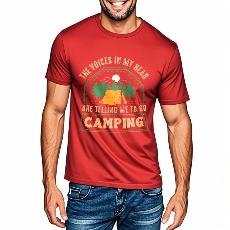 Plus Size Summer Teenagers tshirt The Voices In My Head Are Telling Me To Go Camping Short Sleeve Cotton O Neck Tshirt