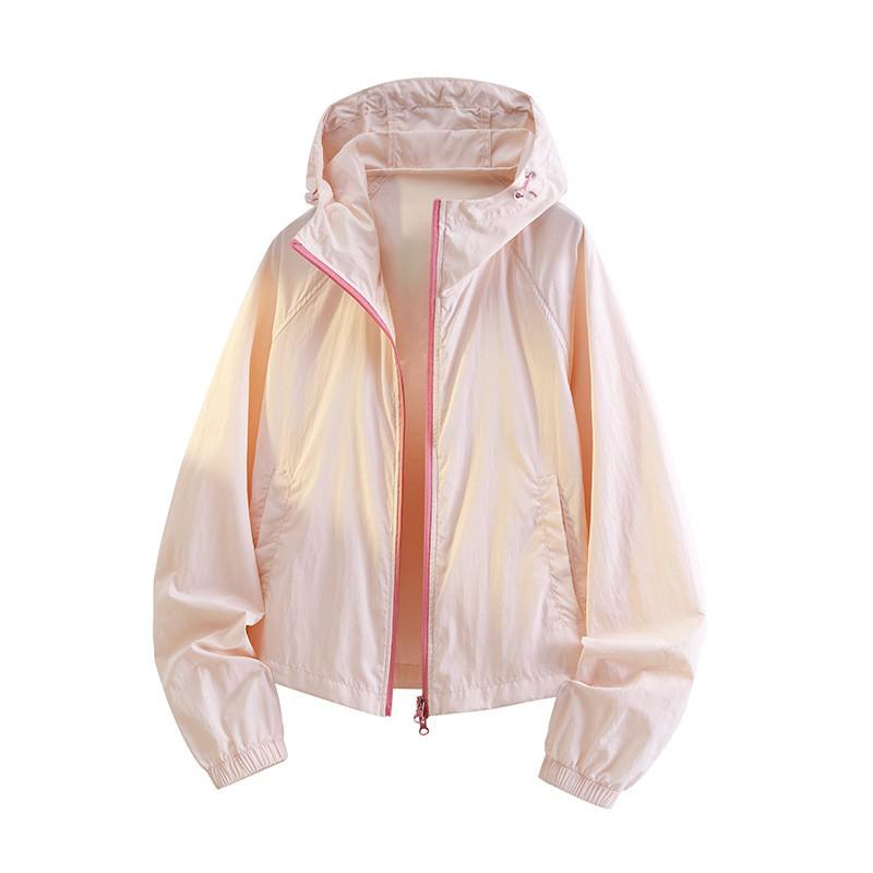 Womens UPF 50 Quick-Dry Outdoor Jacket With Hood Breathable Windproof Sun Protection Hiking Camping Cycling