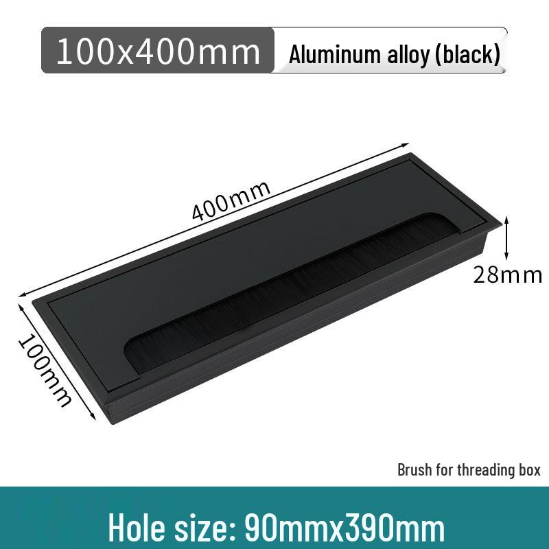 Aluminum Office Desk Cable Cover with Bristles - Sound-Dampening Rectangular Wire Organizer