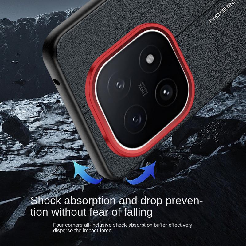 Plain Leather Middle Stitching Style Red Heightened Lens Ring Case For IQOO 15 13 VIVO IQOO Z10 Tturbo + z10 turbo Slim Cover