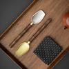 Black Ebony Bamboo Tea Spoon Long Handle Copper Hammered Spoon Tea Leaf Scoop Tea Accessories