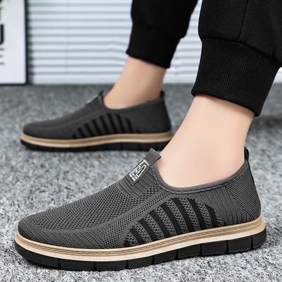 Men's Shoes Summer Shallow Mouth Flying Woven Casual Shoes Versatile Shoes Men's Cloth Shoes Men's Lazy Dad Shoes
