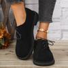 Large size platform women's spring and autumn new thick heel lace-up fashionable versatile and comfortable small leather shoes