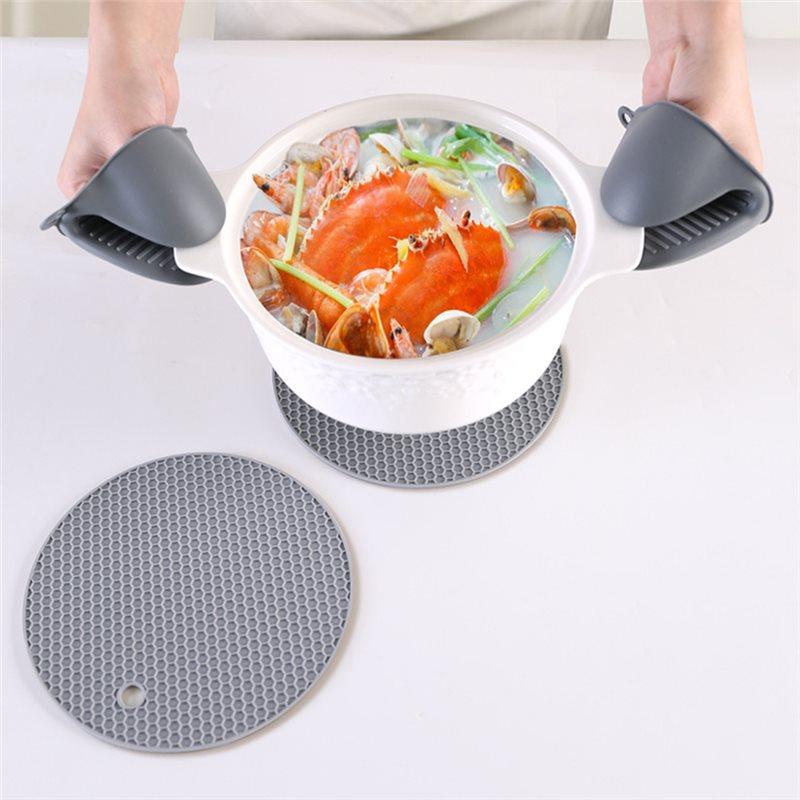 CYCLI-Hand Clip Set Silicone Dining Table Heat Insulation Mat Round And Square Honeycomb Design Drainable Mat